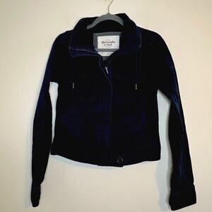 Abercrombie Fitch Military Style Jacket Womens Small Blue Full Zip Y2K Utility